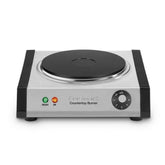 Cuisinart frontal en acero inoxidable mostrando el hornillo portátil y su control fácil