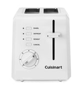 Cuisinart vista frontal blanca con controles fáciles y diseño compacto