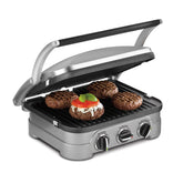 Cuisinart vista frontal del Griddler mostrando controles dobles y diseño compacto