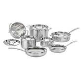 Cuisinart set frontal en acero inoxidable mostrando todas las piezas y versatilidad