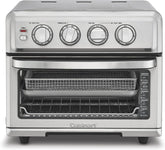 Cuisinart frente acero inoxidable mostrando botones y puerta, elegante y durable