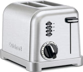Cuisinart vista frontal en acero inoxidable, diseño compacto y elegante