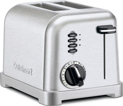 Cuisinart vista frontal en acero inoxidable, diseño compacto y elegante