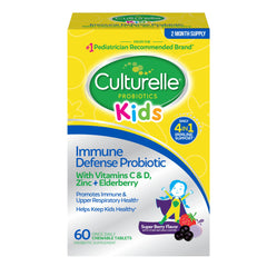 Culturelle frasco frontal mostrando 60 masticables y beneficios diarios