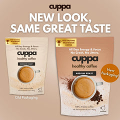 Cuppa Healthy Coffee textura del polvo instantáneo y mezcla homogénea