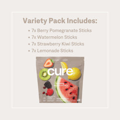 Cure Hydration polvo en primer plano que destaca ingredientes naturales y textura fina