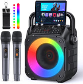 CYY vista frontal del equipo mostrando botones y micrófonos, ideal para fiestas