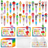 CZWZ frente del paquete mostrando 30 bolígrafos multicolor y tarjetas, ideal para regalos