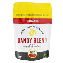 Dandy Blend bolsa frente mostrando diseño y beneficio sin cafeína