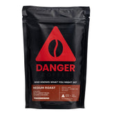 Danger Coffee envase frontal mostrando marca y tamaño, transmite calidad