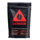 Danger Coffee paquete frontal mostrando marca y presentación, transmite confianza