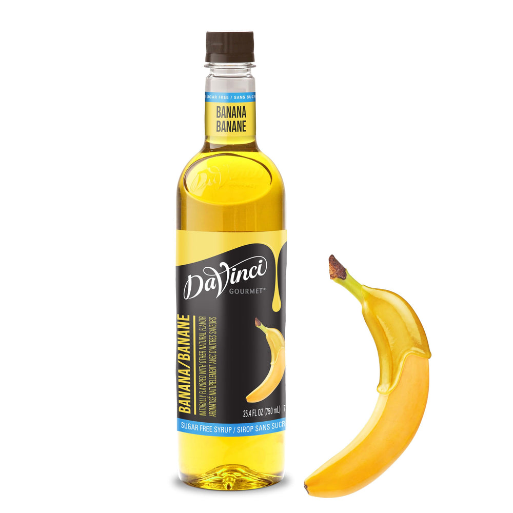 DaVinci Gourmet botella frontal con sabor banana y ahorro de calorías