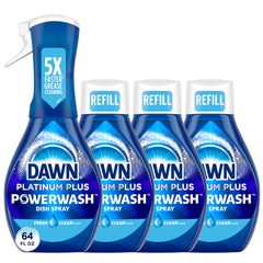 Dawn Powerwash frontal del pack mostrando el pulverizador reutilizable y recargas