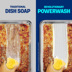 Rociador Dawn Powerwash limpiando encimera de cocina sin enjuague inmediato