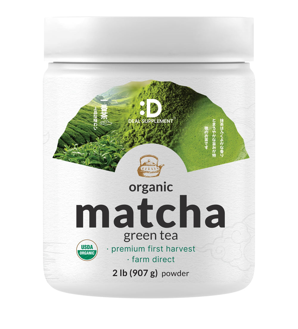 DEAL SUPPLEMENT frente del envase mostrando el sello orgánico y beneficio de gran rendimiento