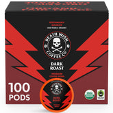 Death Wish Coffee frente de caja 100 cápsulas, conveniencia para oficinas