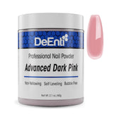 DeEnti frasco frontal mostrando el polvo rosa oscuro y presentación profesional