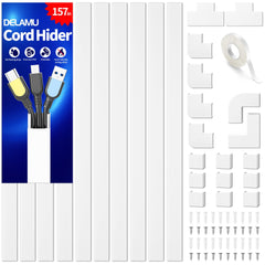 Delamu canaleta frontal y empaque mostrando longitud y acabado, organiza cables fácilmente