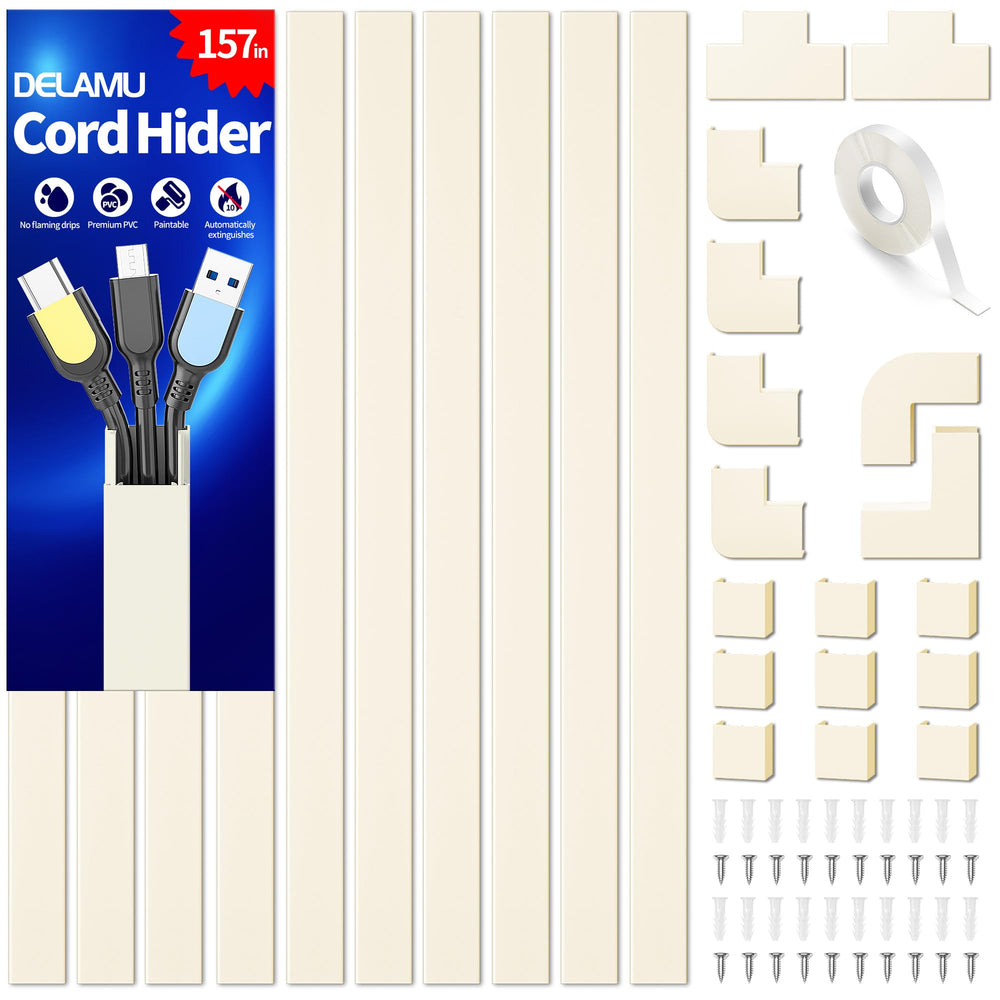 Delamu front packaging of cord cover showing length and benefits