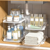 Delamu vista frontal del pack organizador 2 niveles, ahorro de espacio