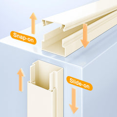 Delamu installed vertically behind a wall-mounted TV hiding cables neatly