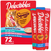 Delectables empaque frontal del pack variedad mariscos, conveniencia y sabor
