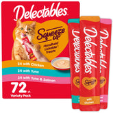 Delectables tubo frontal mostrando envase y facilidad de uso y premio rápido