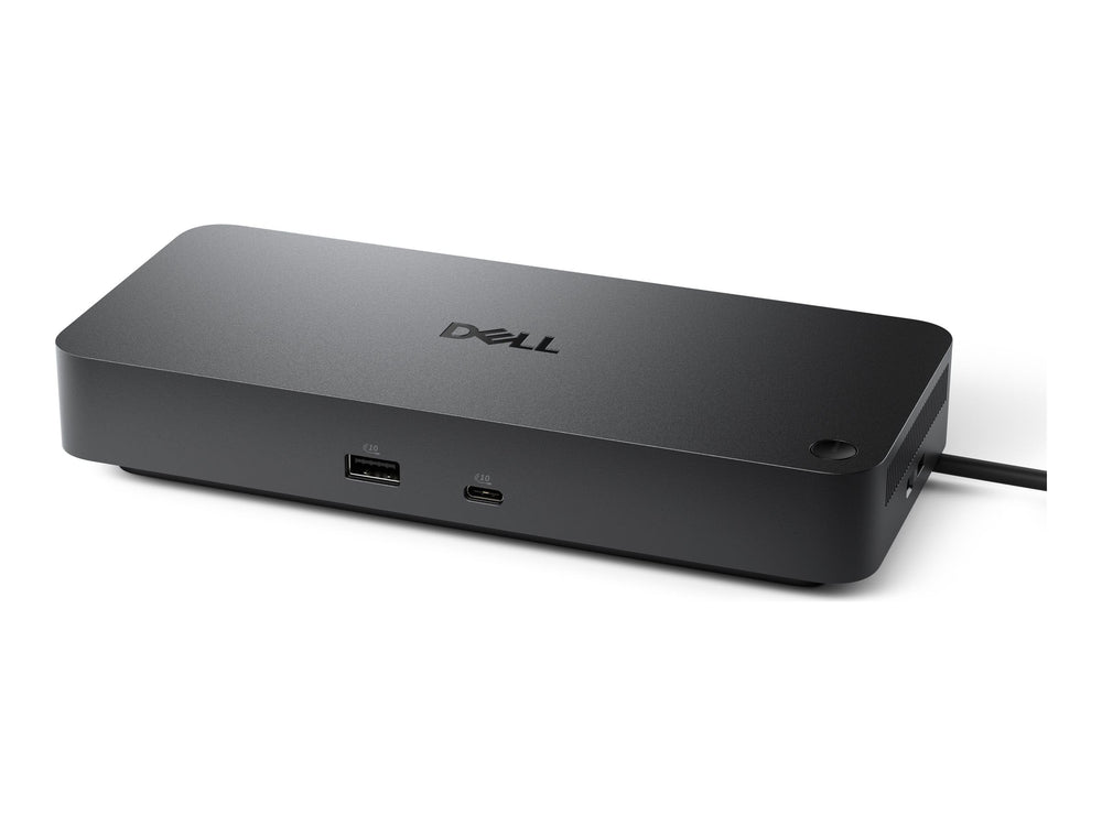Dell Pro mostrando vista frontal de la estación con múltiples cables y organización eficiente