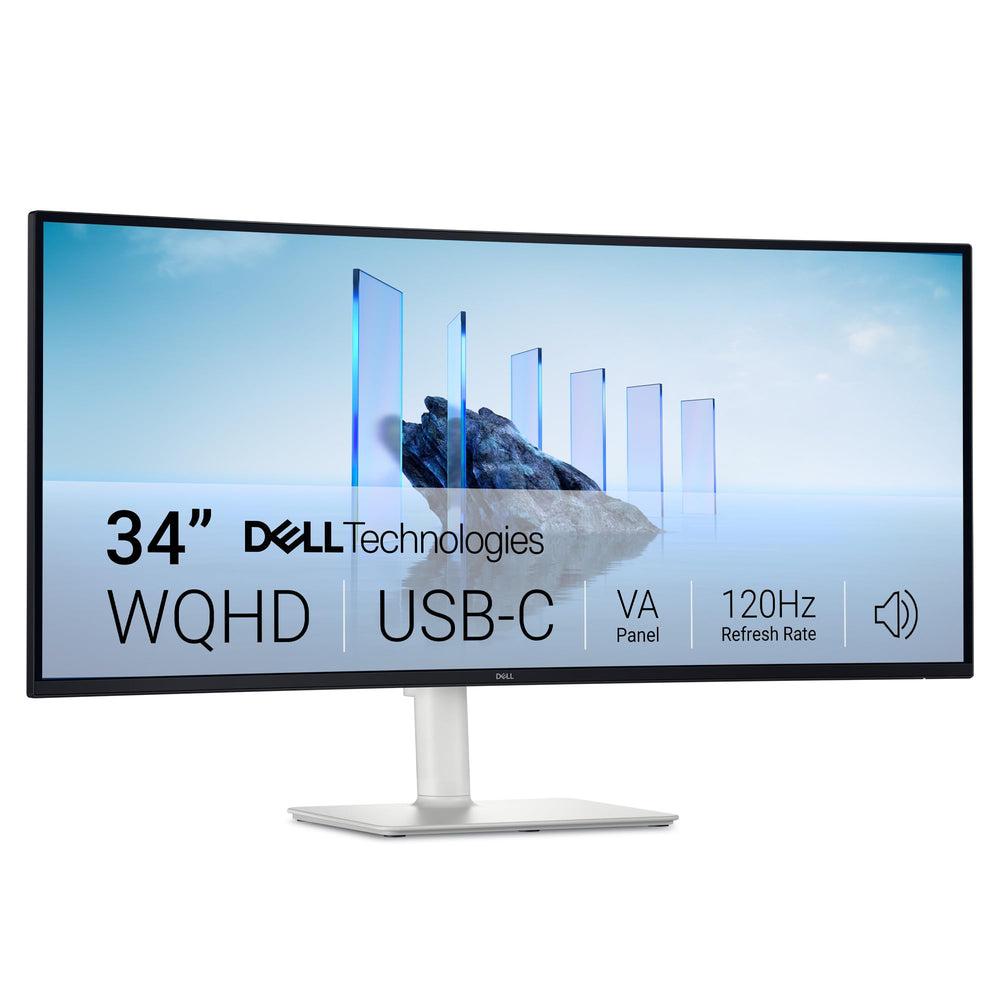Dell S3425DW vista frontal con imagen inmersiva y colores vibrantes