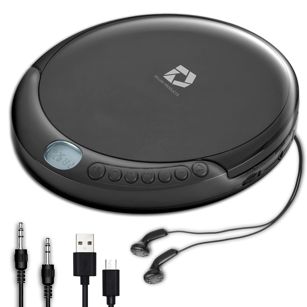 Deluxe Products vista frontal del reproductor CD con controles claros y diseño compacto
