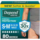 Depend paquete frontal mostrando 80 unidades y beneficios visibles
