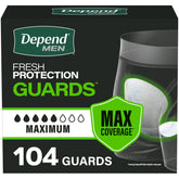 Depend empaque frontal con 104 guardas mostrando cantidad y discreción
