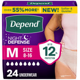 Depend paquete frontal mostrando 24 unidades y aspecto exterior cómodo