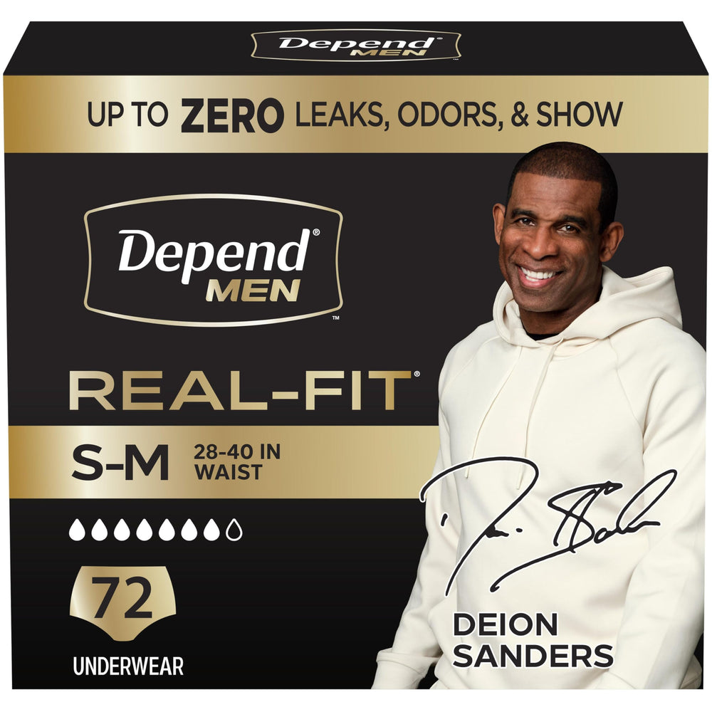 Depend empaque frontal del producto mostrando 72 unidades y diseño discreto