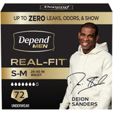 Depend empaque frontal del producto mostrando 72 unidades y diseño discreto