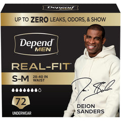 Depend empaque frontal del producto mostrando 72 unidades y diseño discreto