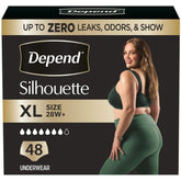 Depend empaque frontal mostrando paquete rosa y cantidad 48, protección visible
