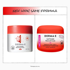 Derma E crema aplicándose en rostro para suavizar líneas finas
