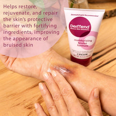 Dermend textura de la crema en primer plano, beneficio absorción ligera