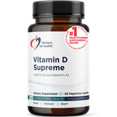 Designs for Health envase frontal mostrando vitaminas y beneficios