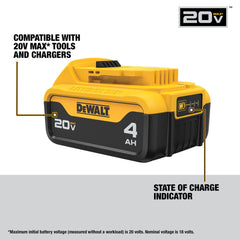 DEWALT batería detalle del LED indicador que muestra estado de carga rápidamente