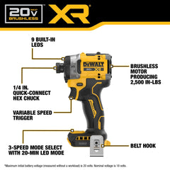 DEWALT DCF860B cierre hexagonal 1/4" que garantiza sujeción segura