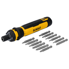 DEWALT destornillador frontal mostrando diseño compacto y acceso rápido