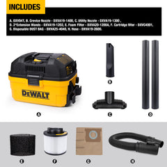 DEWALT DXV04T zoom al motor que resalta potencia para limpieza intensa