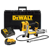 DEWALT engrasadora frontal mostrando kit completo y potencia