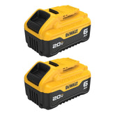 DEWALT vista frontal del paquete doble 6.0Ah para mayor autonomía