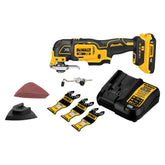 DEWALT multiherramienta frontal mostrando kit y beneficios de versatilidad