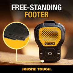 DEWALT vista lateral con pie integrado para estabilidad en superficies