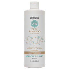 DHS champú zinc vista frontal del envase que facilita su identificación y uso
