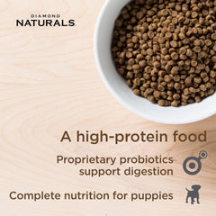 Diamond Naturals detalle de croqueta pequeña fácil de masticar para cachorros